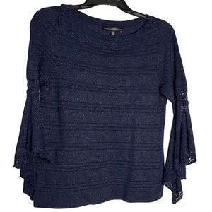 White House Black Market Pagoda Elbow Sleeve Navy with Gold Size Medium